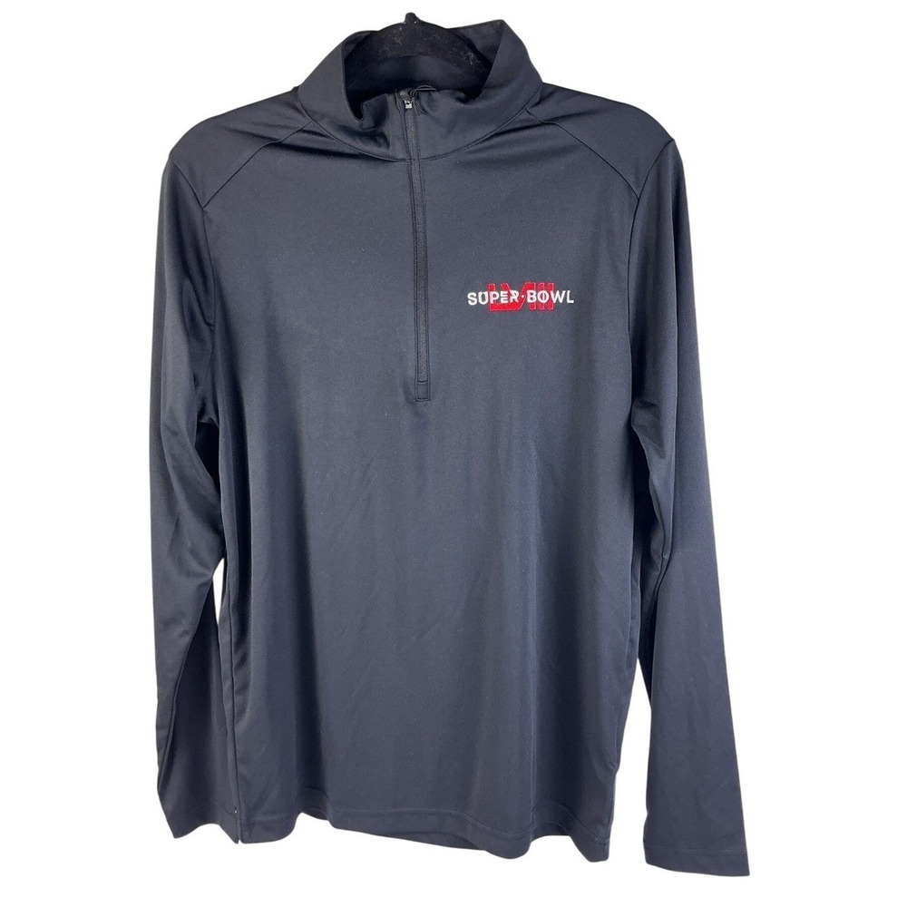 Super Bowl LII Mens SM Black Quarter Zip Pullover Antigua NFL Team Apparel